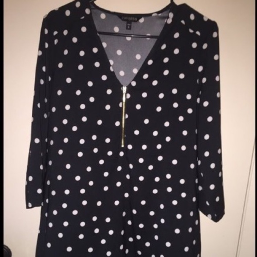 Express 3/4 sleeve zip up blouse; XS
